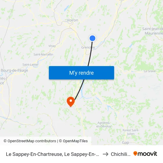 Le Sappey-En-Chartreuse, Le Sappey-En-Chartreuse Place to Chichilianne map