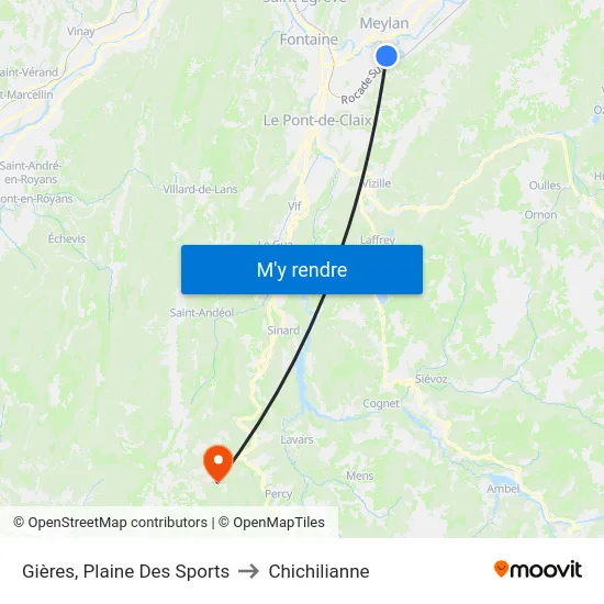 Gières, Plaine Des Sports to Chichilianne map