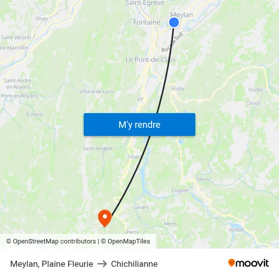 Meylan, Plaine Fleurie to Chichilianne map