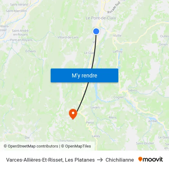 Varces-Allières-Et-Risset, Les Platanes to Chichilianne map