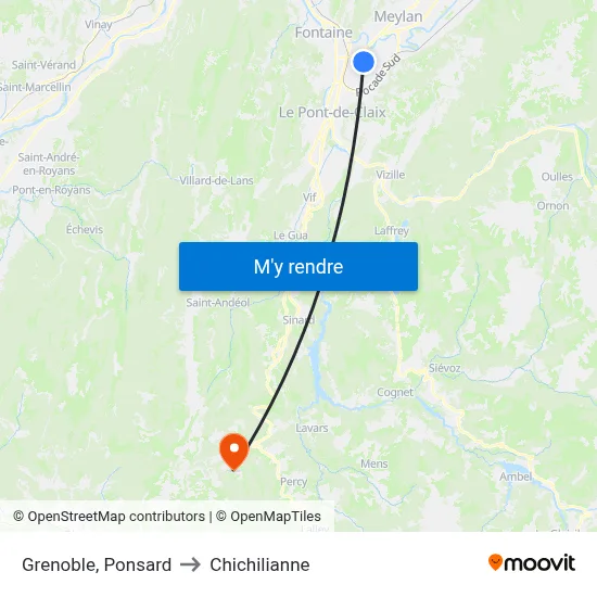 Grenoble, Ponsard to Chichilianne map