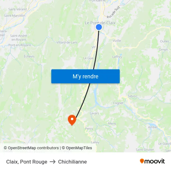 Claix, Pont Rouge to Chichilianne map