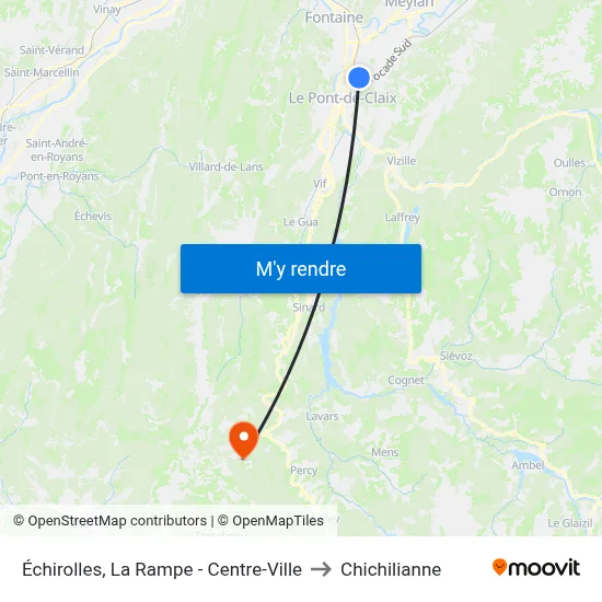 Échirolles, La Rampe - Centre-Ville to Chichilianne map