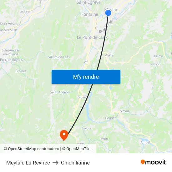 Meylan, La Revirée to Chichilianne map