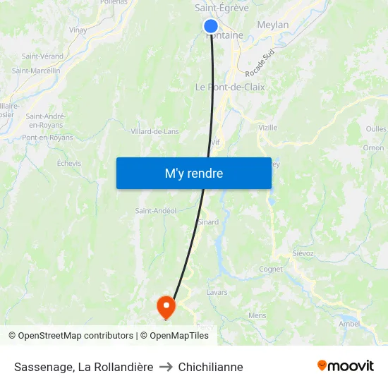 Sassenage, La Rollandière to Chichilianne map