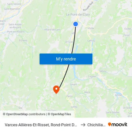 Varces-Allières-Et-Risset, Rond-Point De L'Europe to Chichilianne map
