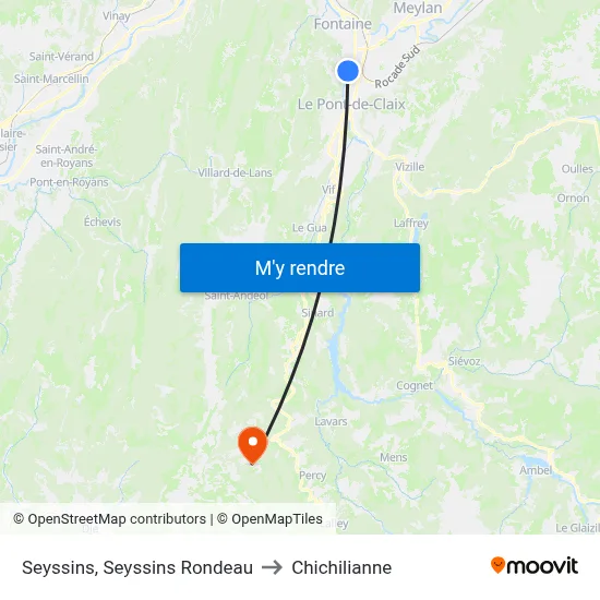 Seyssins, Seyssins Rondeau to Chichilianne map
