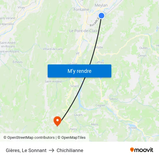 Gières, Le Sonnant to Chichilianne map