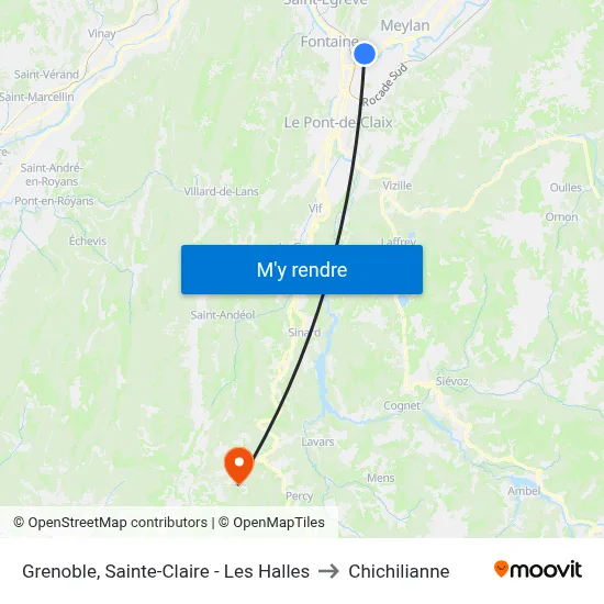 Grenoble, Sainte-Claire - Les Halles to Chichilianne map