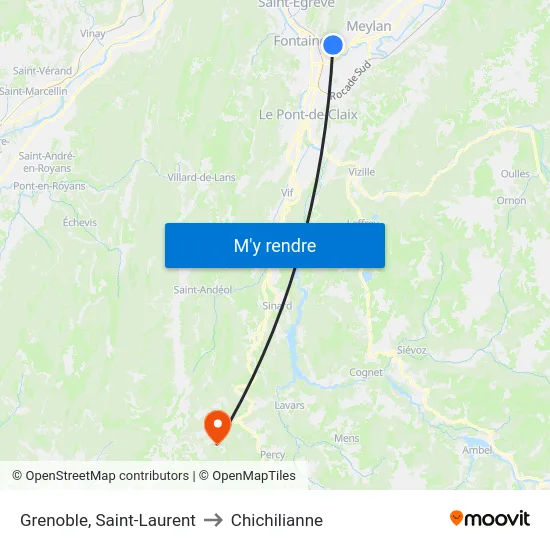 Grenoble, Saint-Laurent to Chichilianne map
