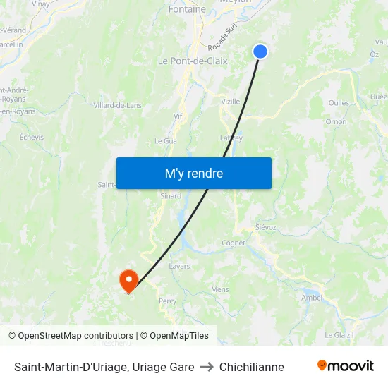 Saint-Martin-D'Uriage, Uriage Gare to Chichilianne map