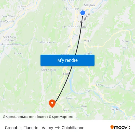 Grenoble, Flandrin - Valmy to Chichilianne map