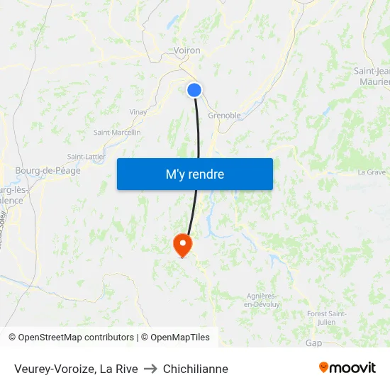 Veurey-Voroize, La Rive to Chichilianne map