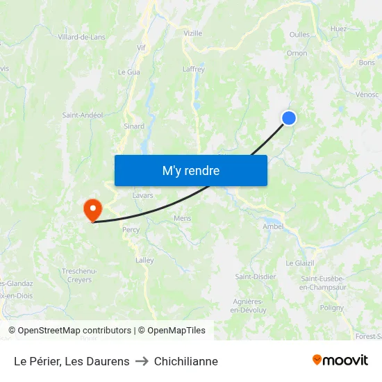 Le Périer, Les Daurens to Chichilianne map