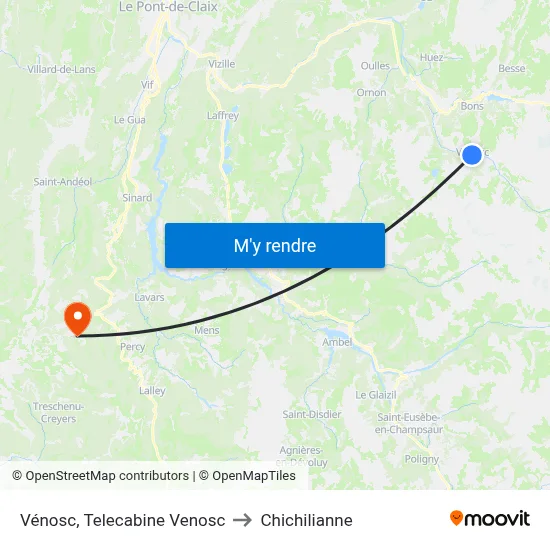 Vénosc, Telecabine Venosc to Chichilianne map