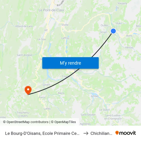 Le Bourg-D'Oisans, Ecole Primaire Centre to Chichilianne map