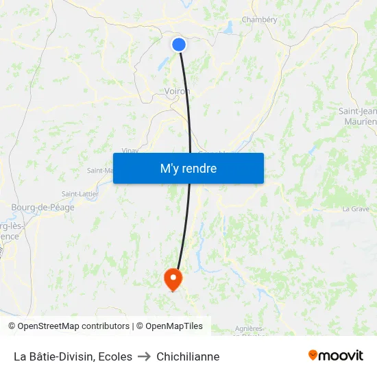 La Bâtie-Divisin, Ecoles to Chichilianne map
