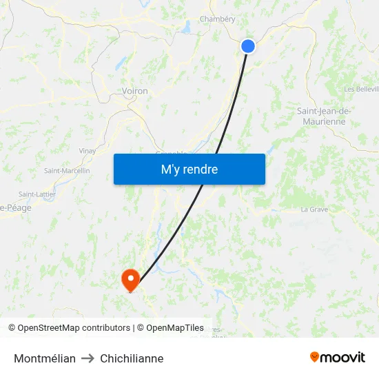 Montmélian to Chichilianne map