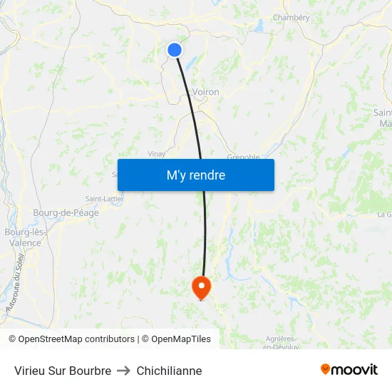 Virieu Sur Bourbre to Chichilianne map