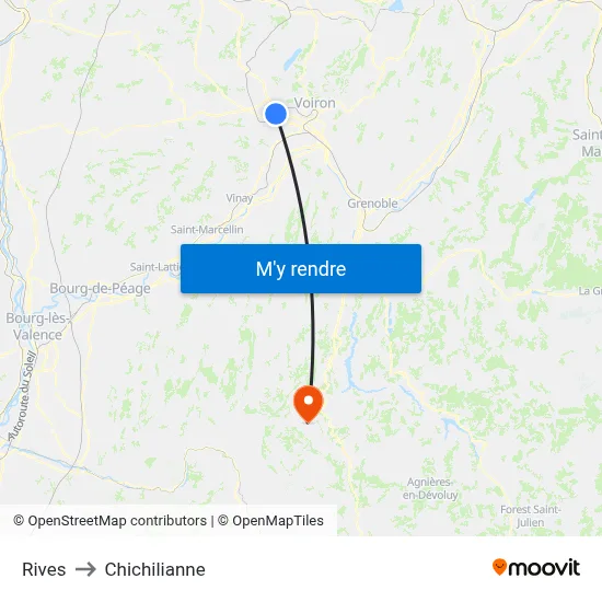 Rives to Chichilianne map