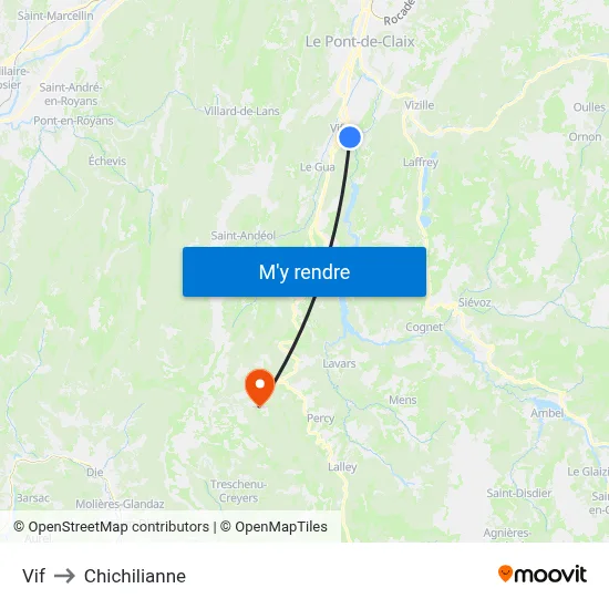 Vif to Chichilianne map