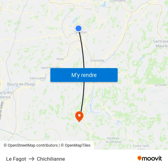 Le Fagot to Chichilianne map