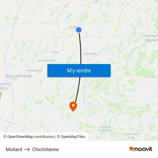Mollard to Chichilianne map