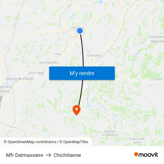 Mfr Dalmassiere to Chichilianne map