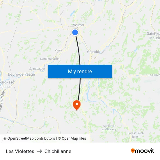 Les Violettes to Chichilianne map
