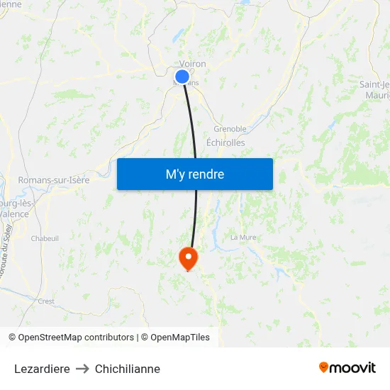 Lezardiere to Chichilianne map