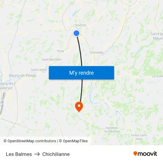 Les Balmes to Chichilianne map