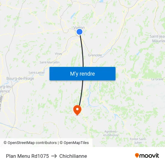 Plan Menu Rd1075 to Chichilianne map