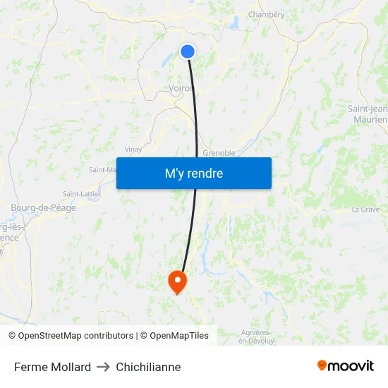 Ferme Mollard to Chichilianne map