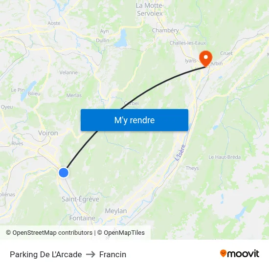 Parking De L'Arcade to Francin map