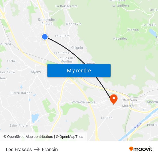 Les Frasses to Francin map