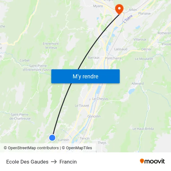 Ecole Des Gaudes to Francin map