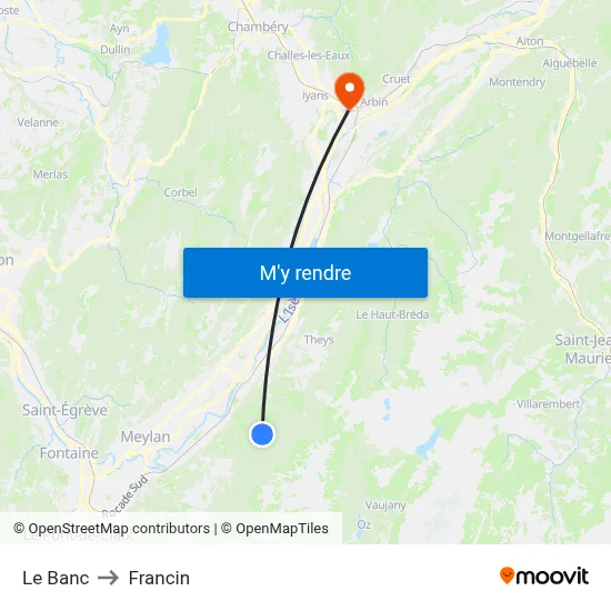 Le Banc to Francin map