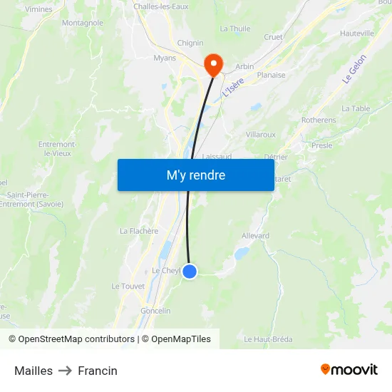 Mailles to Francin map