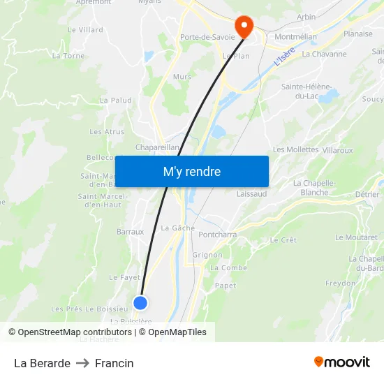 La Berarde to Francin map