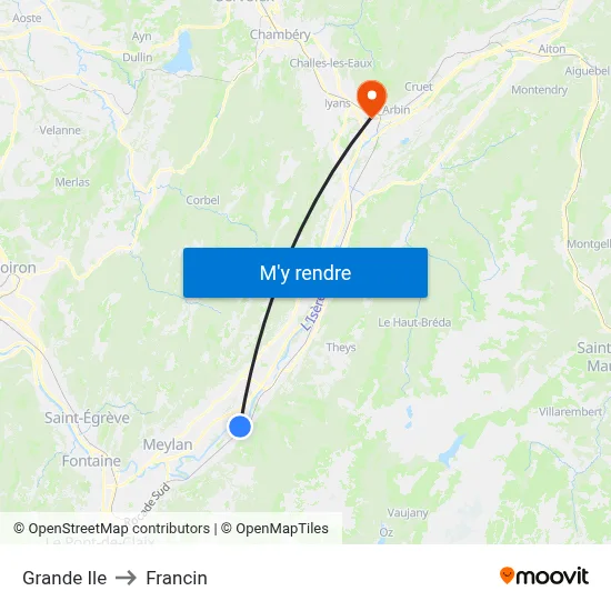 Grande Ile to Francin map