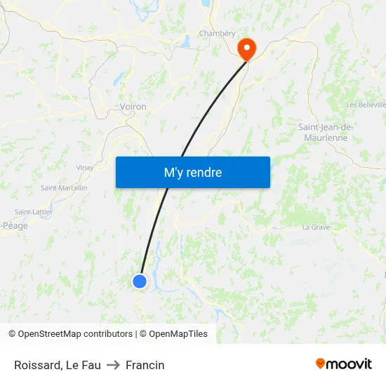 Roissard, Le Fau to Francin map