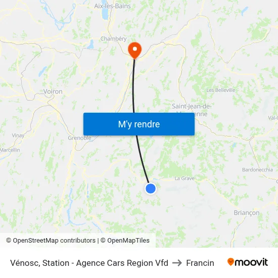 Vénosc, Station - Agence Cars Region Vfd to Francin map