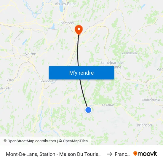 Mont-De-Lans, Station - Maison Du Tourisme to Francin map