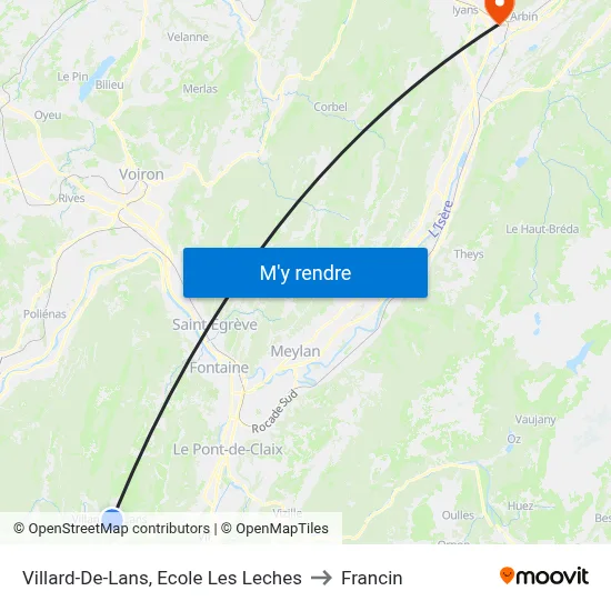 Villard-De-Lans, Ecole Les Leches to Francin map