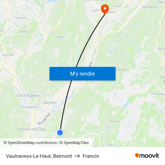 Vaulnaveys-Le-Haut, Belmont to Francin map