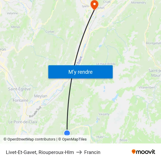 Livet-Et-Gavet, Riouperoux-Hlm to Francin map