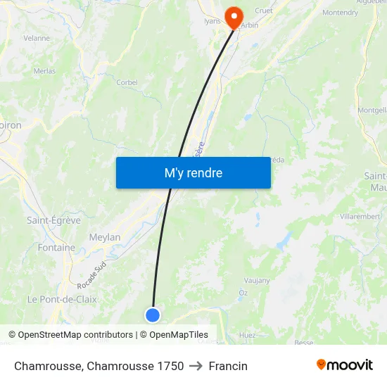 Chamrousse, Chamrousse 1750 to Francin map