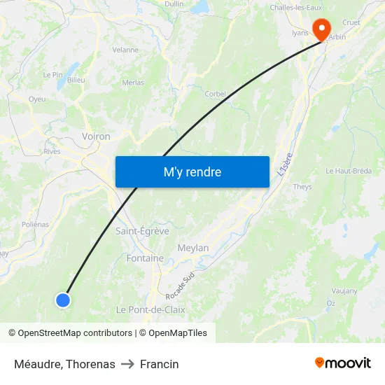 Méaudre, Thorenas to Francin map