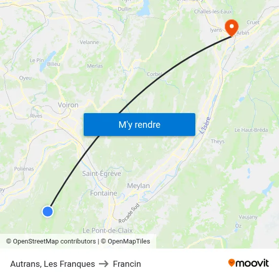 Autrans, Les Franques to Francin map