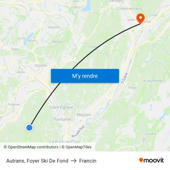Autrans, Foyer Ski De Fond to Francin map